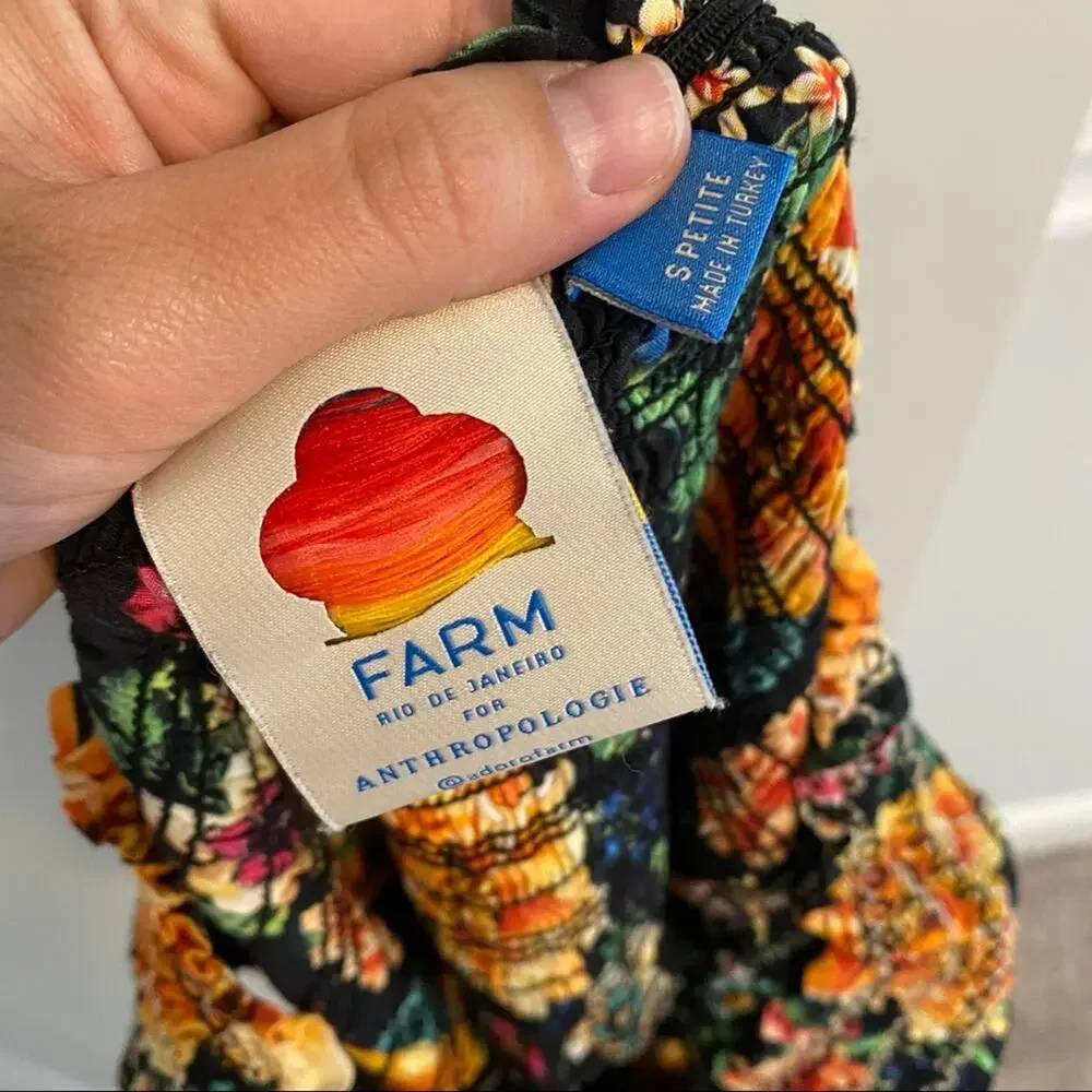 Farm Rio Anthropologie Smocked Floral Mini Dress SP - Picture 3 of 15